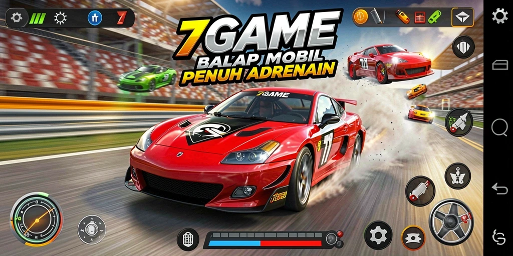 Tampilan gameplay balap mobil yang mendebarkan di 7GAME.