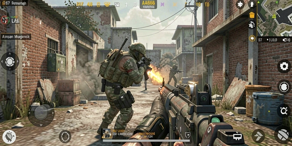 Gameplay AA666 yang intens dan mendebarkan dalam genre FPS.