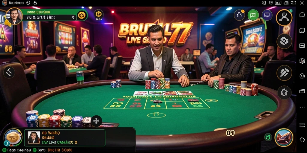 Tampilan gameplay langsung di BRUTAL77 dengan dealer professional.