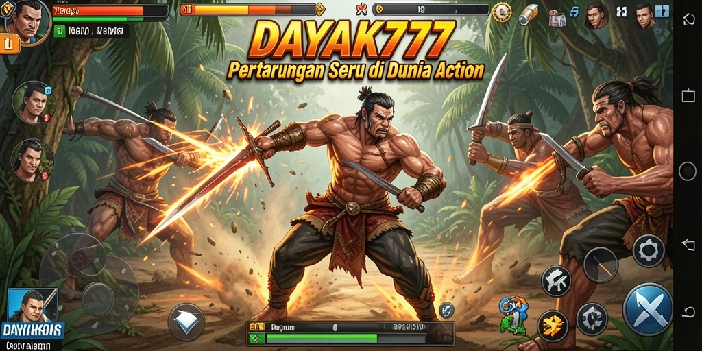 Screenshot utama DAYAK777 menampilkan aksi pertarungan yang mendebarkan.