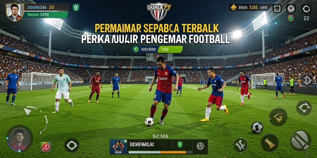 Tangkapan layar utama DUNIA77 menampilkan aksi seru permainan sepak bola.
