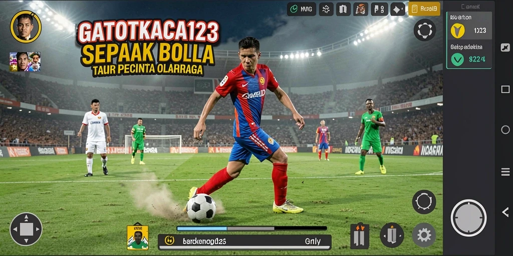 Gameplay GATOTKACA123 yang menegangkan dengan aksi sepak bola yang mendebarkan.