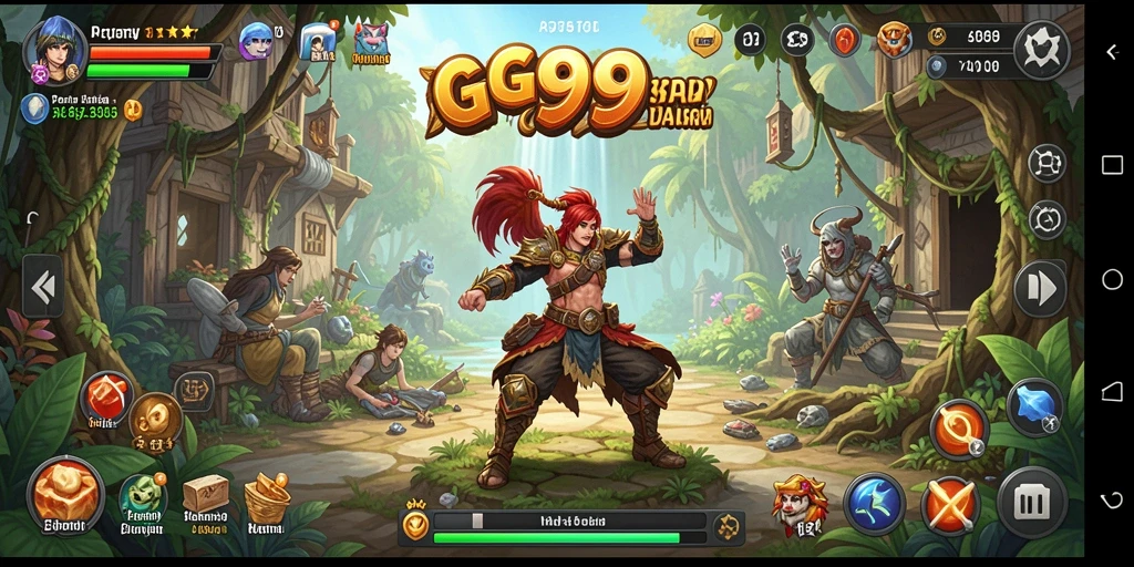 Tampilan gameplay GG999 dengan karakter menjelajah dunia petualangan yang menakjubkan.