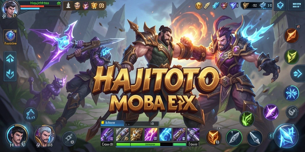 Screenshot menunjukkan aksi seru dalam gameplay MOBA di HAJITOTO.