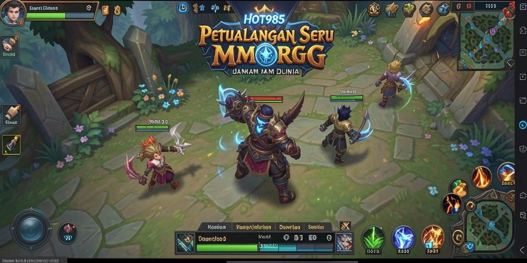 Screenshot gameplay HOT985 menampilkan pertempuran epik dan karakter yang beraksi.