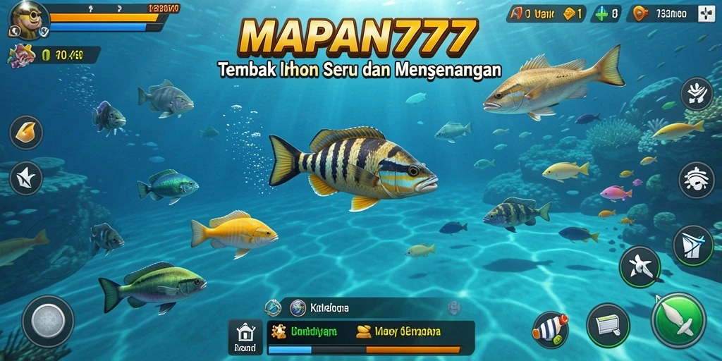 Tampilan gameplay MAPAN777 dengan aksi tembak ikan yang mendebarkan.