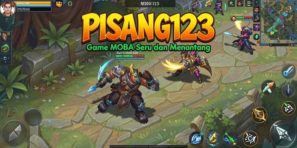 Screenshot gameplay <strong>PISANG123</strong> menunjukkan aksi seru dalam pertempuran MOBA.