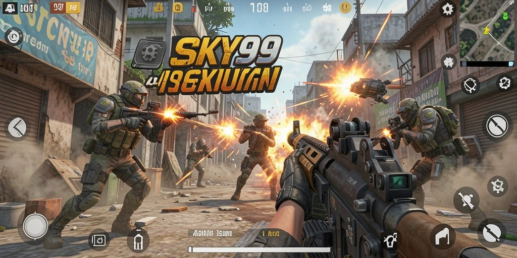 Tangkapan layar aksi seru dari gameplay SKY99 FPS.