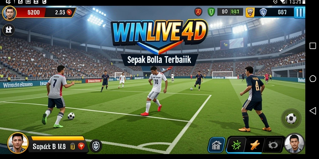 Tampilan menarik dari gameplay WINLIVE4D dengan aksi sepak bola yang intens.
